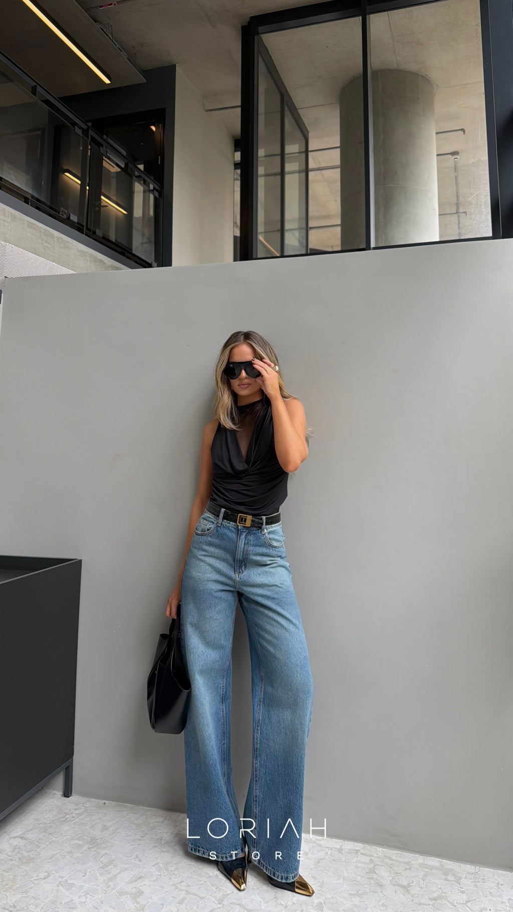 Calça Jeans Wide Leg Curved Esmeral