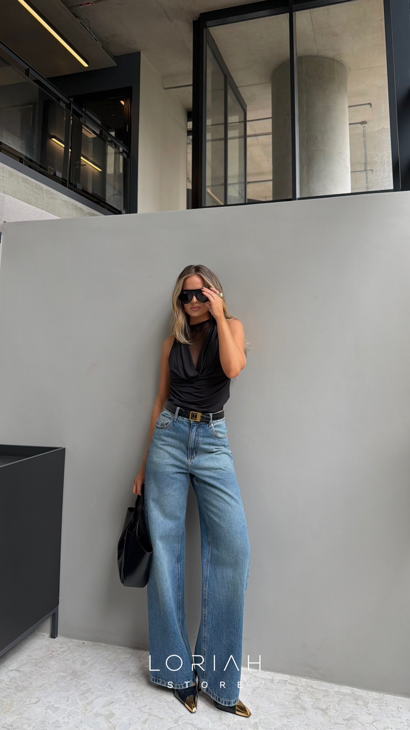 Calça Jeans Wide Leg Curved Esmeral