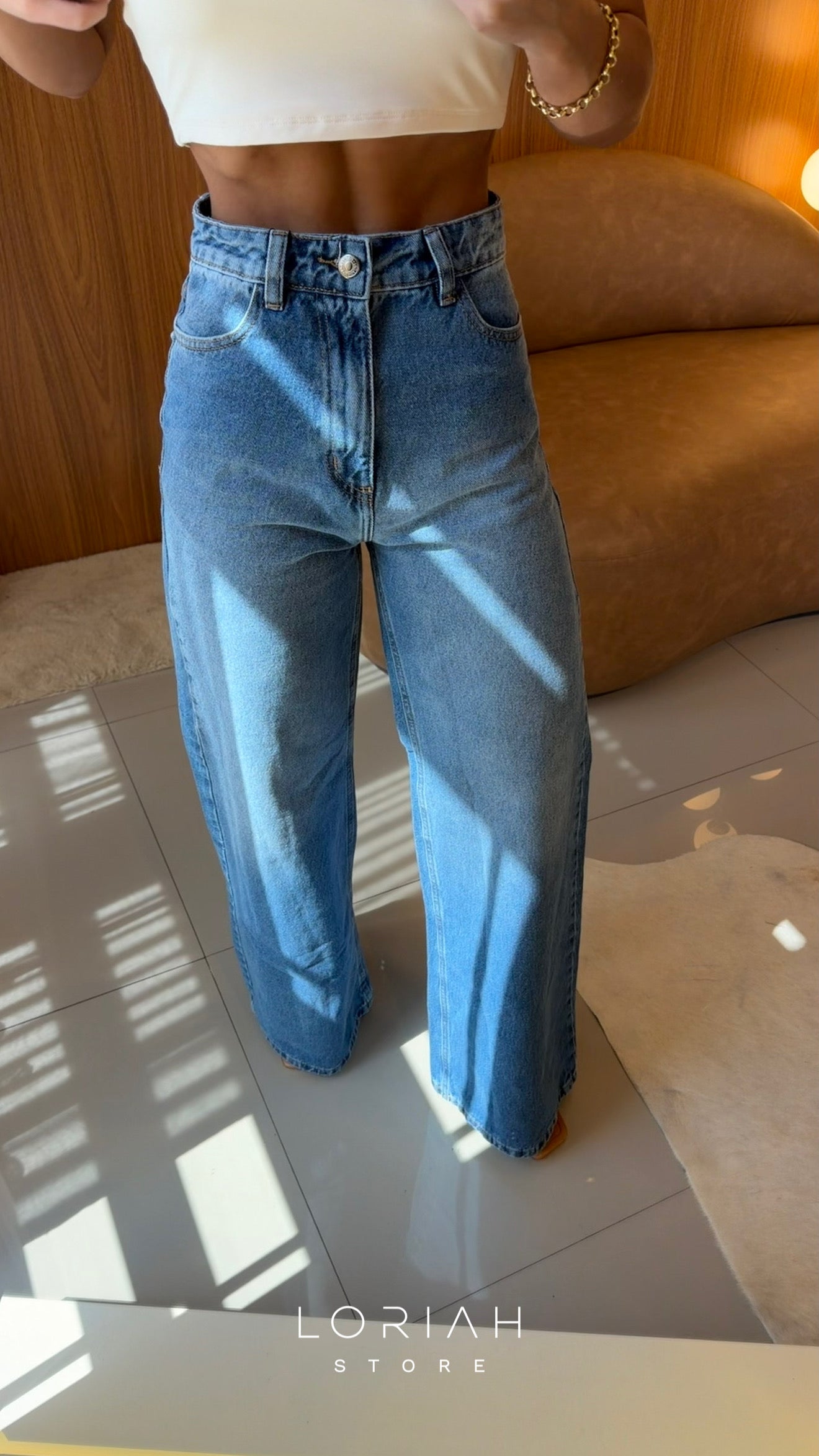 Calça Jeans Wide Leg Kyra Estonada