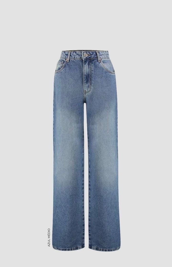Calça Jeans Wide Leg Curved Esmeral